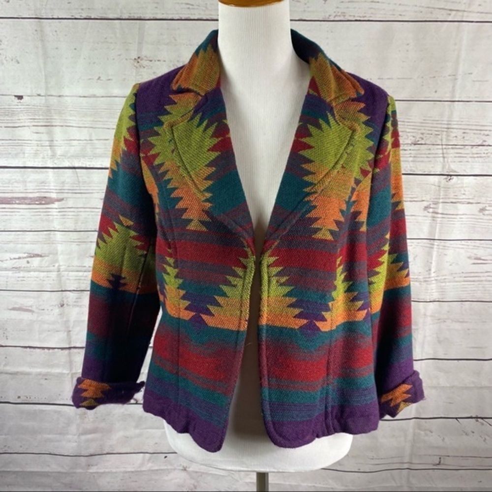 Coldwater creek southwest Indian blanket blazer PL P L